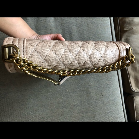 Cream Quilted Crossbody Chain Shoulder Bag Purse - Picture 8 of 13